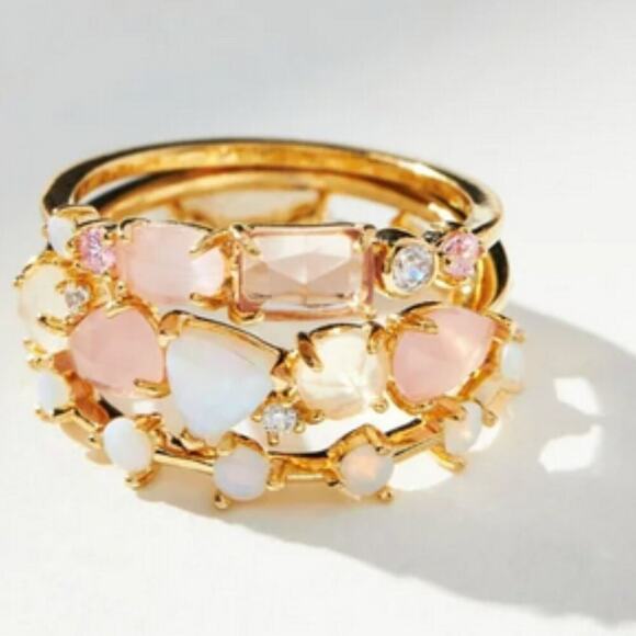 Anthropologie October Birthstone Stacked Rings Set October Size 7 New W/ tags - Picture 1 of 8